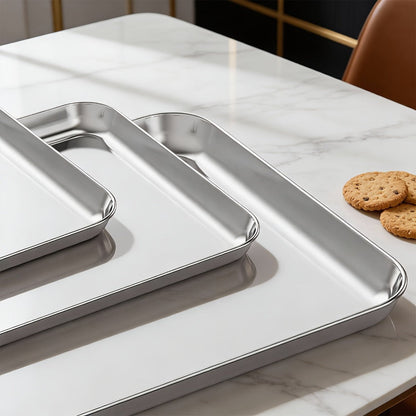 Baking Sheet and Rack Set Stainless Steel Half Sheet Pan with Cooling Rack Rust Free for Cookie for Grilling, Camping and Outdoor Meals