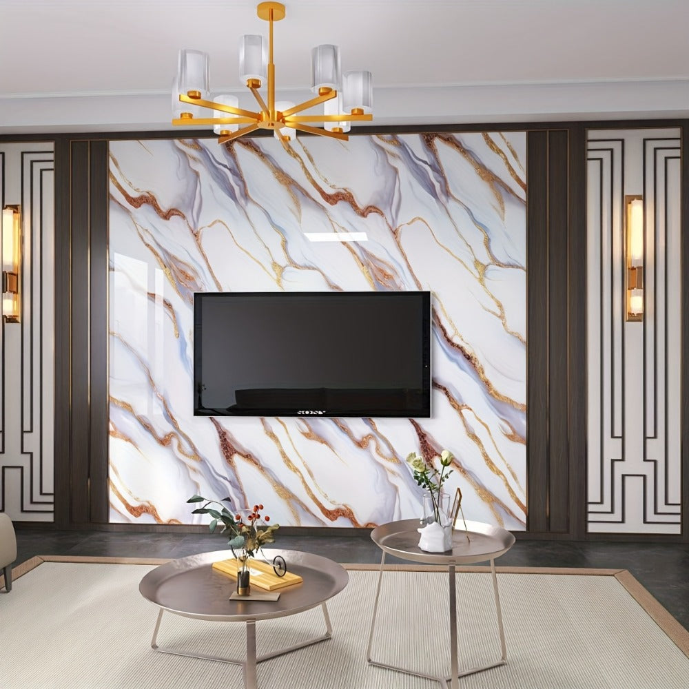 Self-Adhesive PVC Wall Sticker 22pcs Peel and Stick Marble Boho Wallpaper 11.81x23.62in Oil for Entryways, Bedrooms and Living Spaces