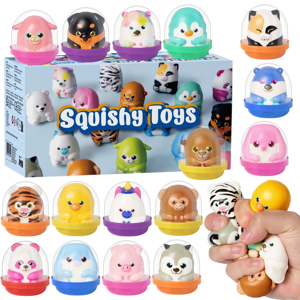 Mochi Squishy Toys 20 Pack, Slow Rising Cute Animal Squishies Bulk Party Favors for Kids, Classroom Prizes