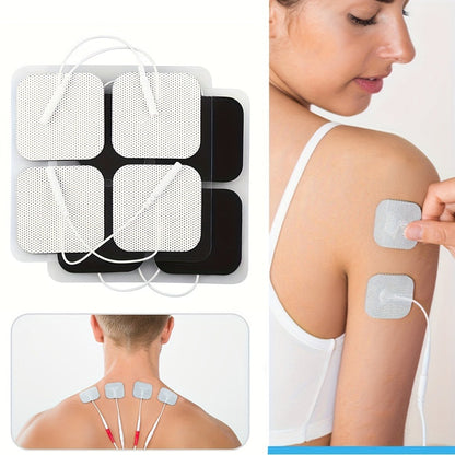 TENS EMS Electrode Pads 40-Pack, 2x2 Inch Reusable Self-Adhesive Replacement Electrode Patches with 2.0mm Pin Connector