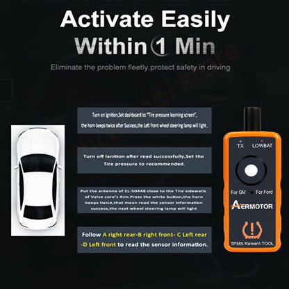 TPMS Relearn Tool 2-in-1 – Tire Pressure Sensor Reset & Activation for Ford & GM | 315MHz 433MHz | EL-50448 Compatible Automotive Diagnostic