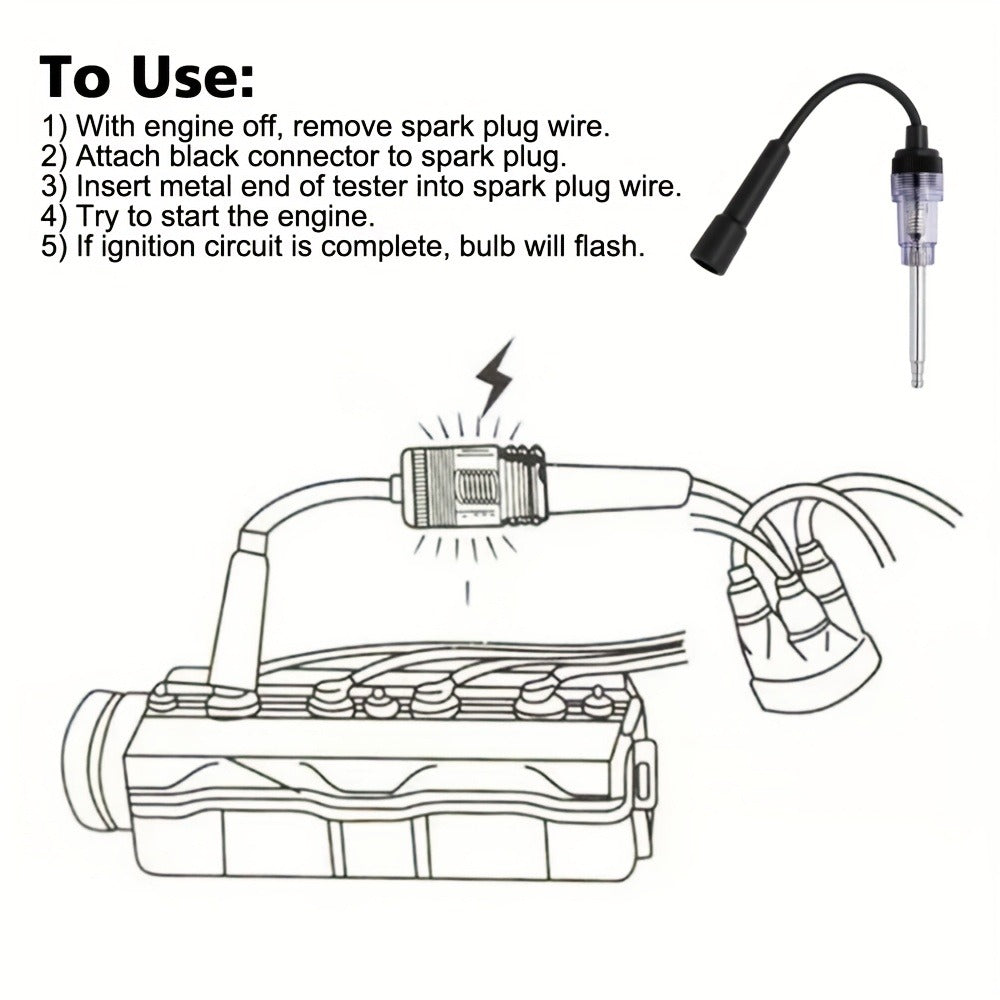 Spark Plug Tester 3-Pack – Automotive Diagnostic Tool with Glowing Bulb Indicator for Cars, Lawnmowers & Small Engines
