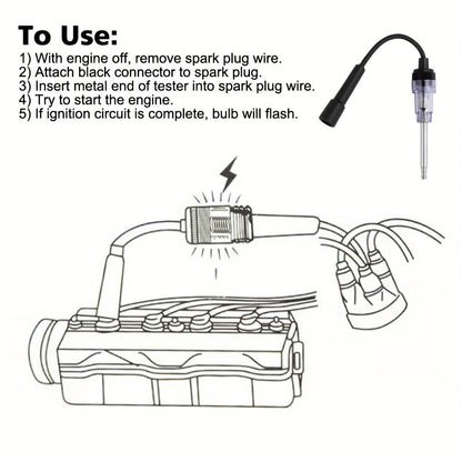 Spark Plug Tester 3-Pack – Automotive Diagnostic Tool with Glowing Bulb Indicator for Cars, Lawnmowers & Small Engines