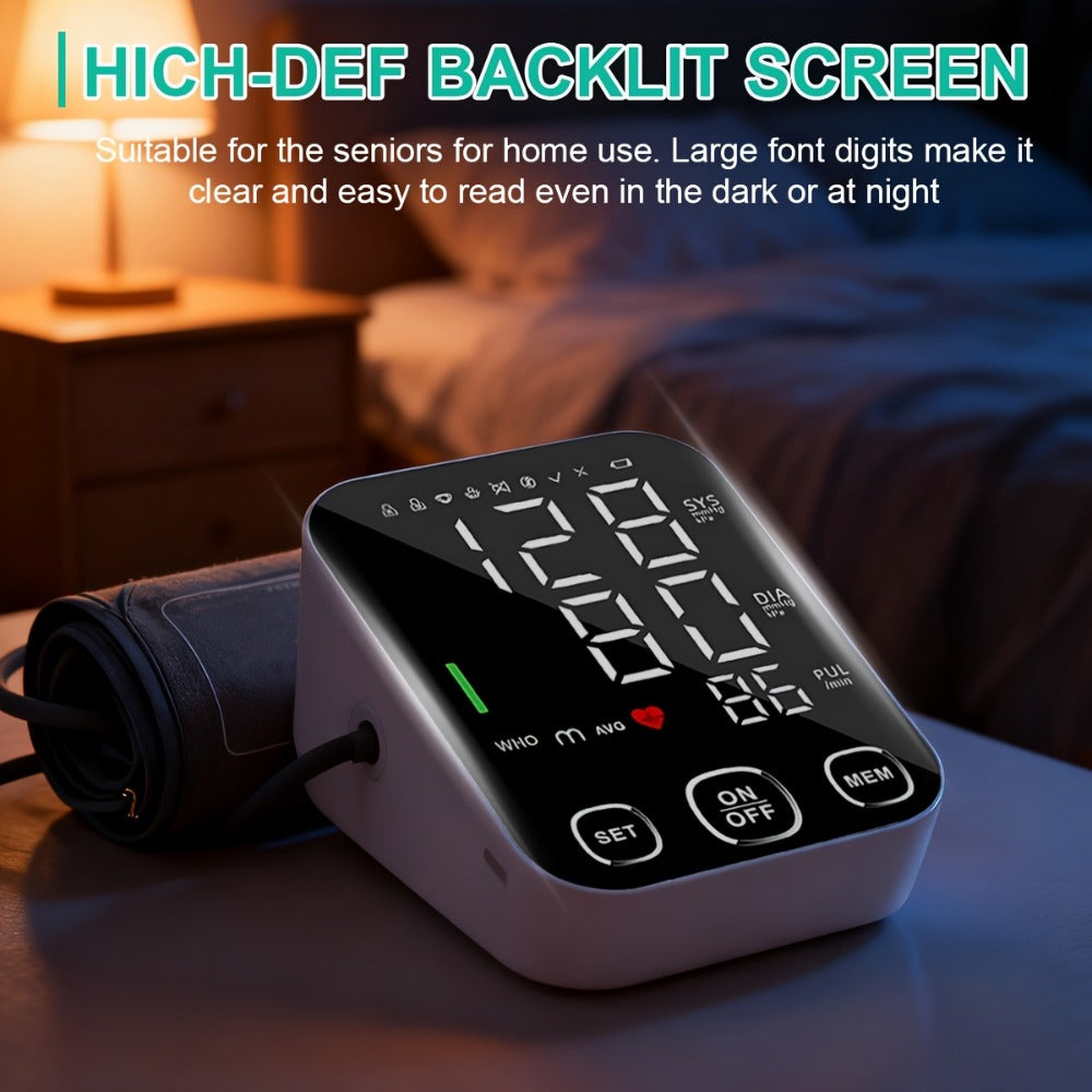 Blood Pressure Monitor for Upper Arm, 4.5-Inch Backlit Display with Voice, 2 x 99 Memory and Large Cuff