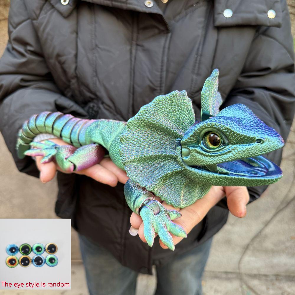 Frilled Neck Lizard Figurine 3D Printed, Large Umbrella Lizard Animal Sculpture 8 Color Styles