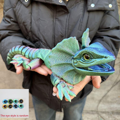 Frilled Neck Lizard Figurine 3D Printed, Large Umbrella Lizard Animal Sculpture 8 Color Styles