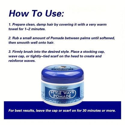 Wave Pomade Strong Hold & Edge Control 3.18oz 2-Pack – Luxfume Non-Greasy Hair Styling Cream with Natural Botanical Extracts, 360 Waves
