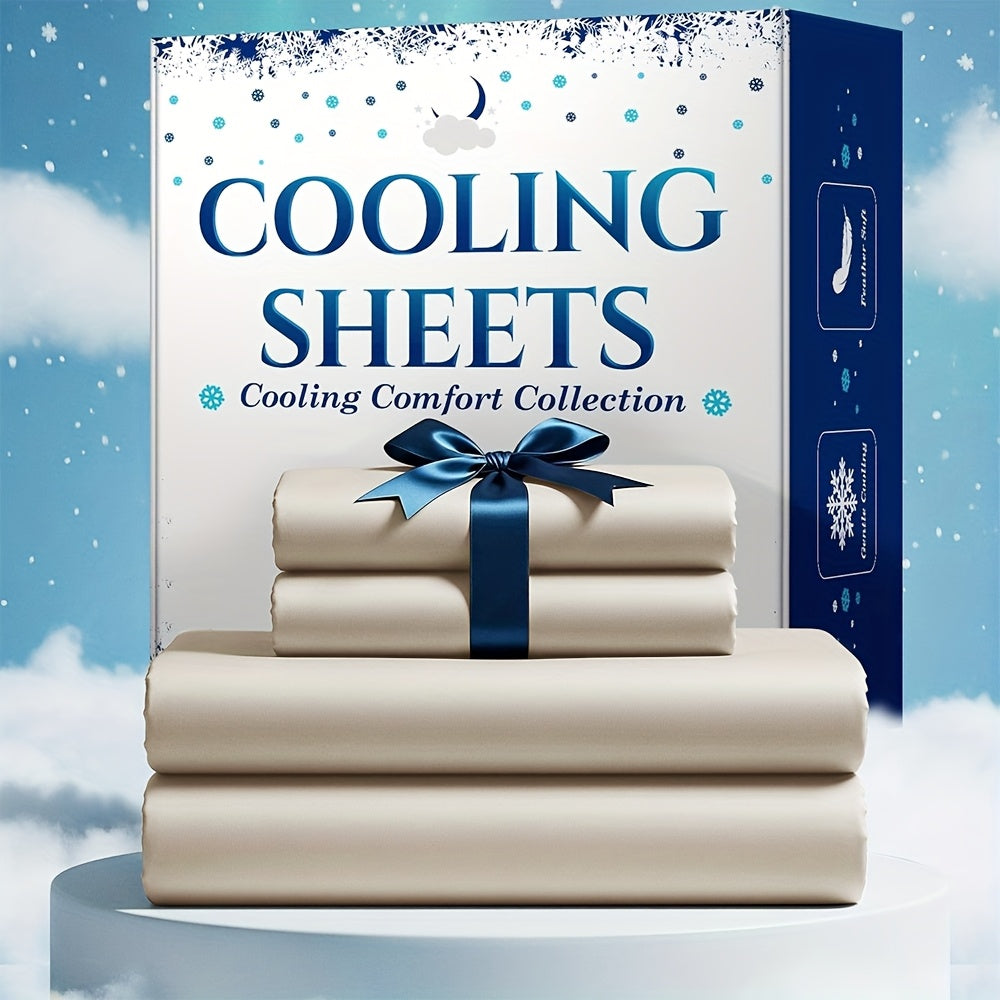 Bamboo Blend Cooling Bed Sheet Set 4pcs – Ultra Soft Breathable Kids Sheets, Deep Pocket Fitted Sheet 18"-24"