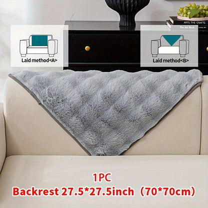 Sofa Cover Thick Faux Rabbit Plush Panels with Backing Detail for Seat, Armrest, Backrest or Pillowcase