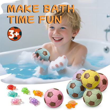 Soccer Ball Bath Bombs Gift Set 9 Pcs with Surprise Toys Inside – Lavender Scent Handmade Fizzy Bath Balls