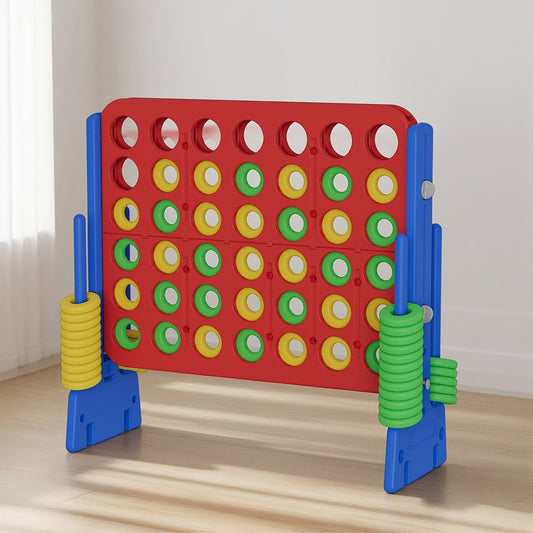 Height Adjustable Giant Connect 4 Game 33-37 Inch, Jumbo 4-in-a-Row Outdoor Yard Game with Quick Release Slider for Teens