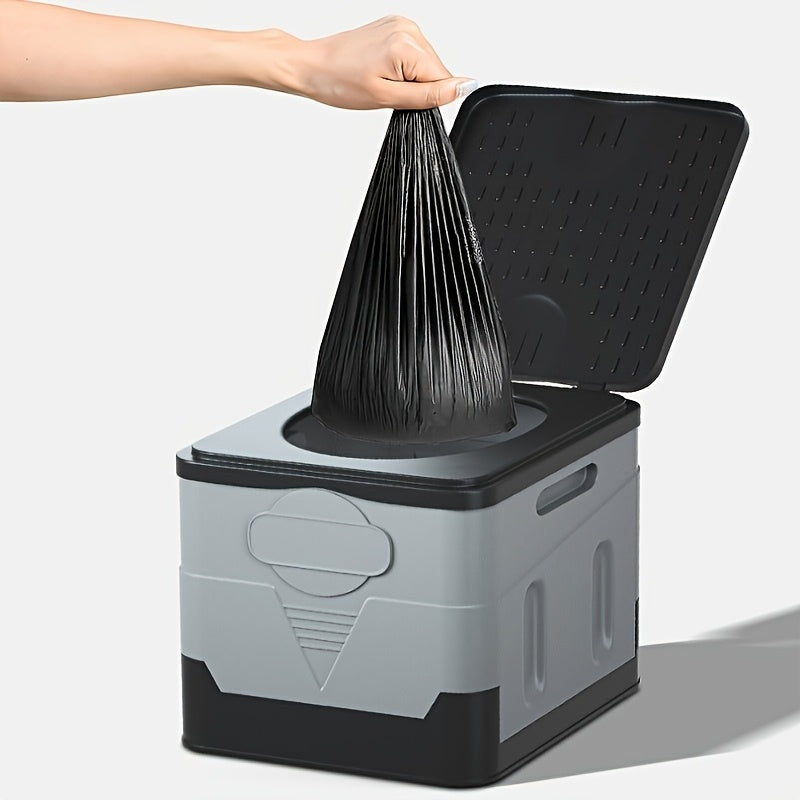 Foldable Camping Toilet Portable Porta Potty for Adults Kids with Lid Drain Hole Waterproof Thick PP Plastic Luggable Loo for Hiking Car