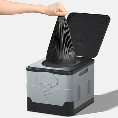 Foldable Camping Toilet Portable Porta Potty for Adults Kids with Lid Drain Hole Waterproof Thick PP Plastic Luggable Loo for Hiking Car