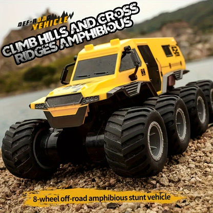 Amphibious RC Truck 8-Wheel Drive 4-Motor Off-Road Climbing Remote Control Armored Vehicle, Oversized Land & Water Military Truck Toy