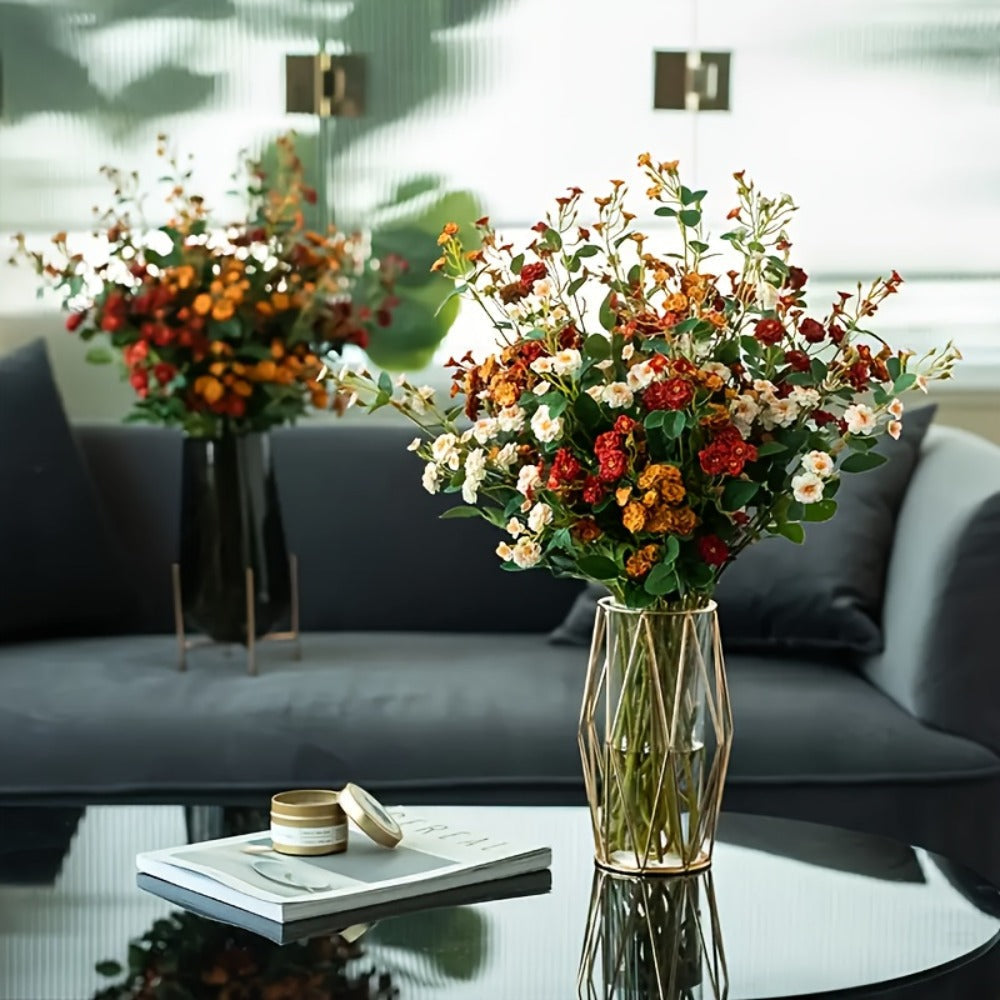 Artificial Flowers Six-Piece Mixed Rose Set in White Yellow Champagne Red Orange and Pink for Decor