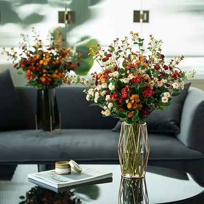 Artificial Flowers Six-Piece Mixed Rose Set in White Yellow Champagne Red Orange and Pink for Decor