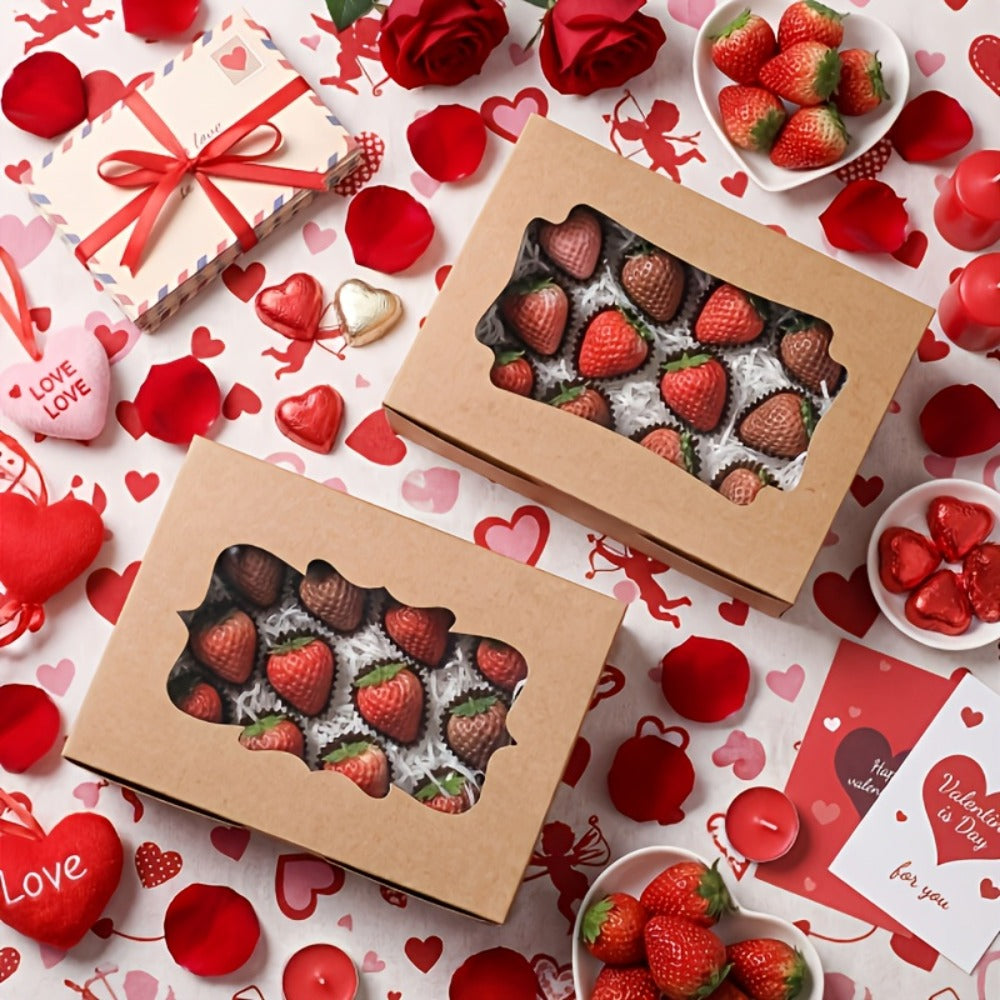 Cookie Boxes with Window 48 Pack, 8x6x2.5" Kraft Bakery Boxes for Cookies, Macarons, Pastries & Cake