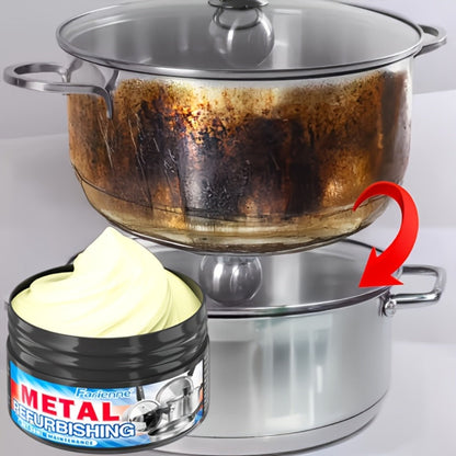 1.01oz Metal Refurbishing Cleaning Paste Tub with One Round Black Scrub Pad for Cookware and Metal Surfaces