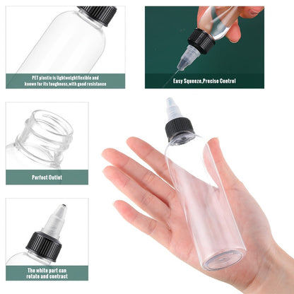 Squeeze Bottles 4oz 100 Pack with Twist Top Caps Empty Plastic Refillable Dispensing Bottles BPA Free for Hair Oil Essential Oil Condiment
