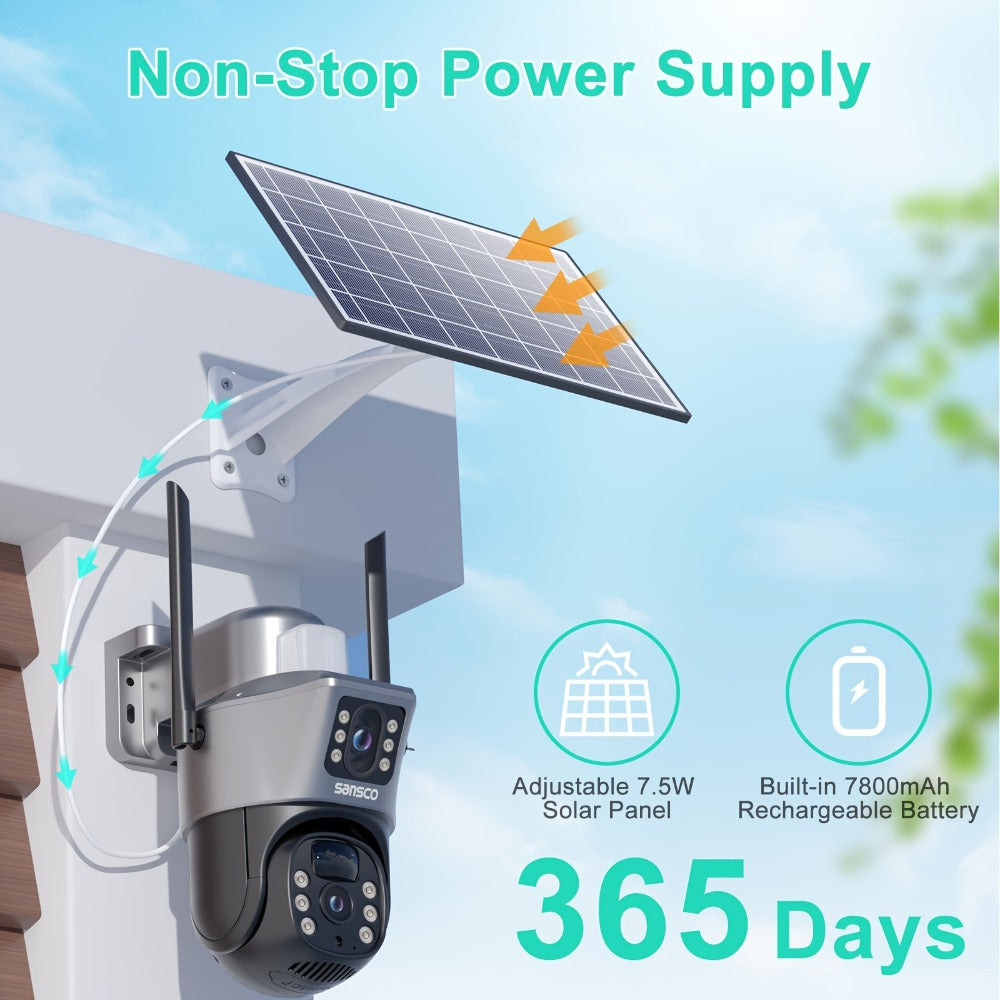 Security Camera Solar 4MP-Labelled Model with 8X Digital Zoom, PIR Detection, Color Night Vision and Three Options