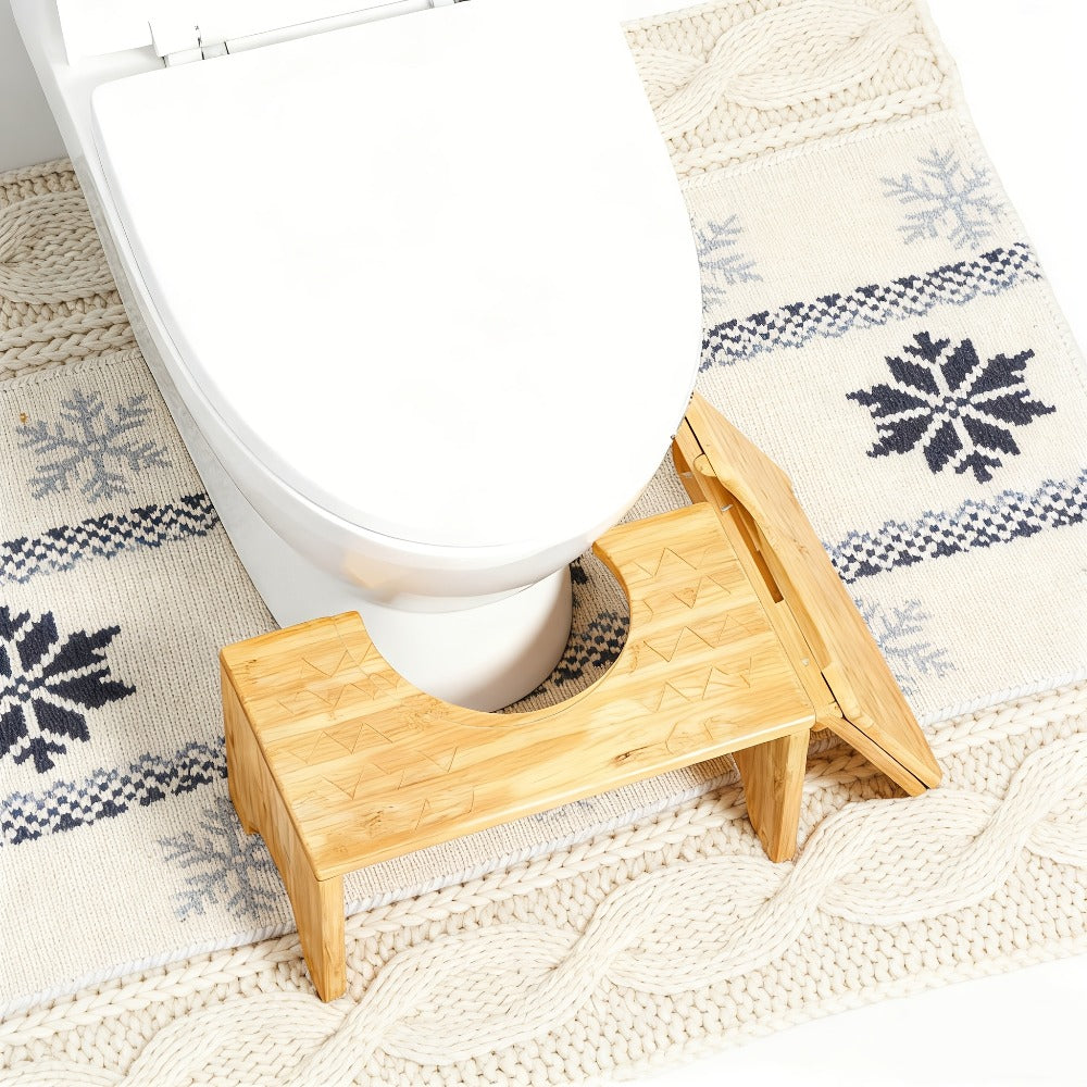 Toilet Stool Foldable Bamboo Squatting Stool – Ergonomic 7-Inch Height for Natural Constipation Relief | Collapsible Non-Slip Bathroom