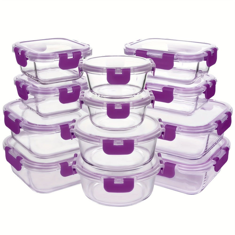Glass Food Storage Containers with Airtight Lids – Borosilicate Glass Meal Prep Containers Set, Microwave Dishwasher Freezer Safe