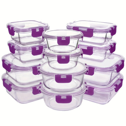 Glass Food Storage Containers with Airtight Lids – Borosilicate Glass Meal Prep Containers Set, Microwave Dishwasher Freezer Safe