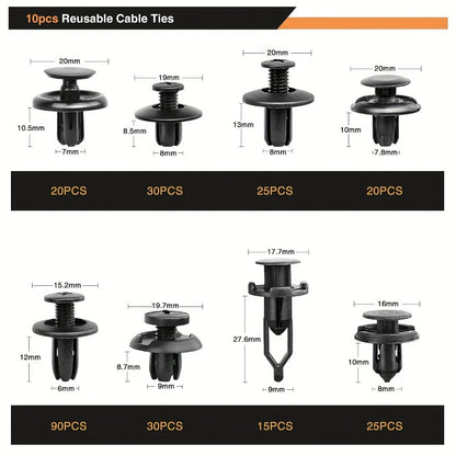 Automotive Push Retainer Clip Kit with 115, 635, 640 or 1290-Piece Options and Pictured Removal Tools