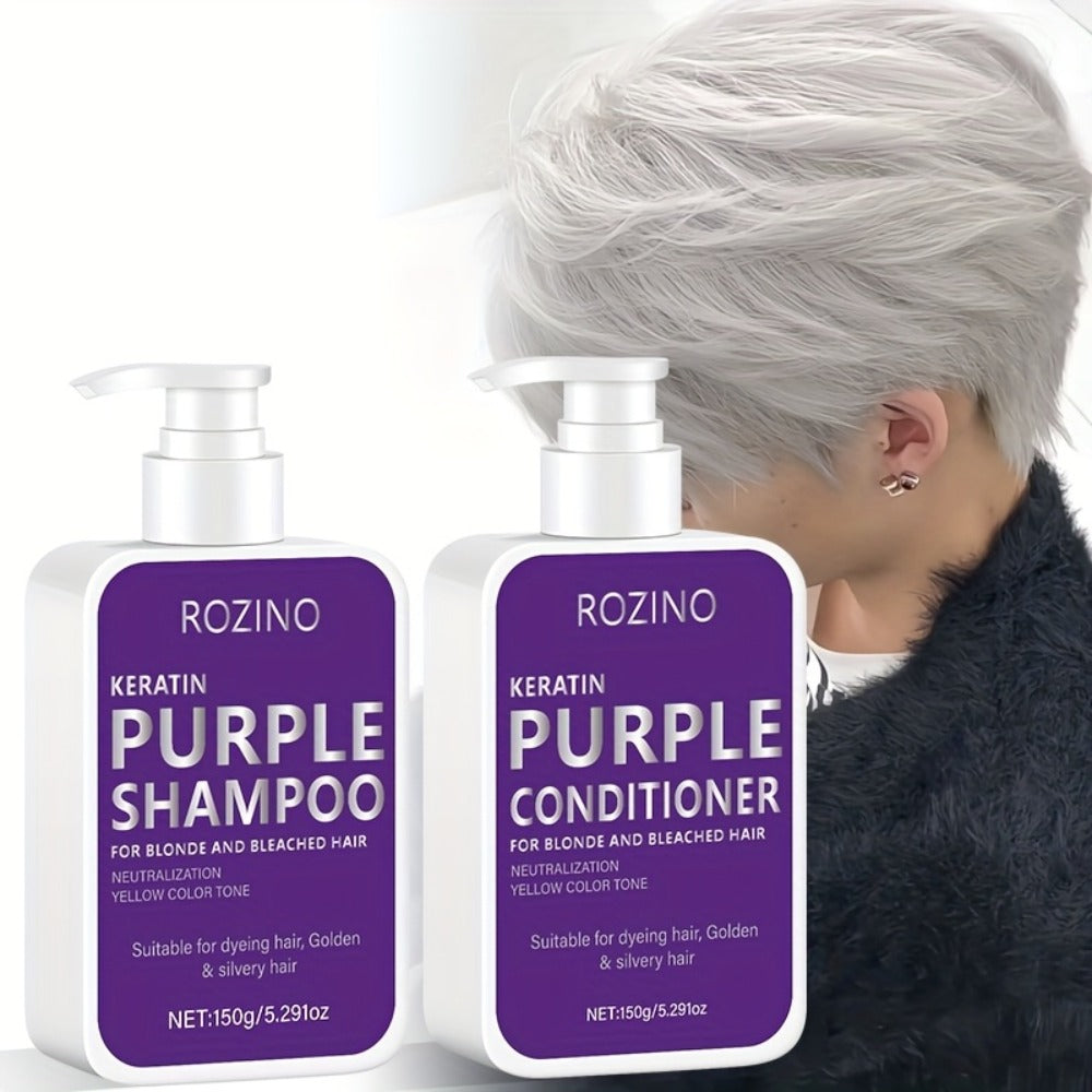 Purple Shampoo and Conditioner Set 2PCS for Blonde Silver Platinum Hair - Toning Brass & Yellow Neutralizer