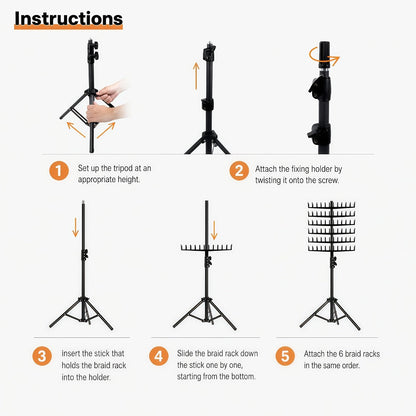 Braiding Hair Rack 144 Pegs Height Adjustable 2-Side Hair Extension Holder Stand with Tray – Foldable Portable Professional Braiding Station