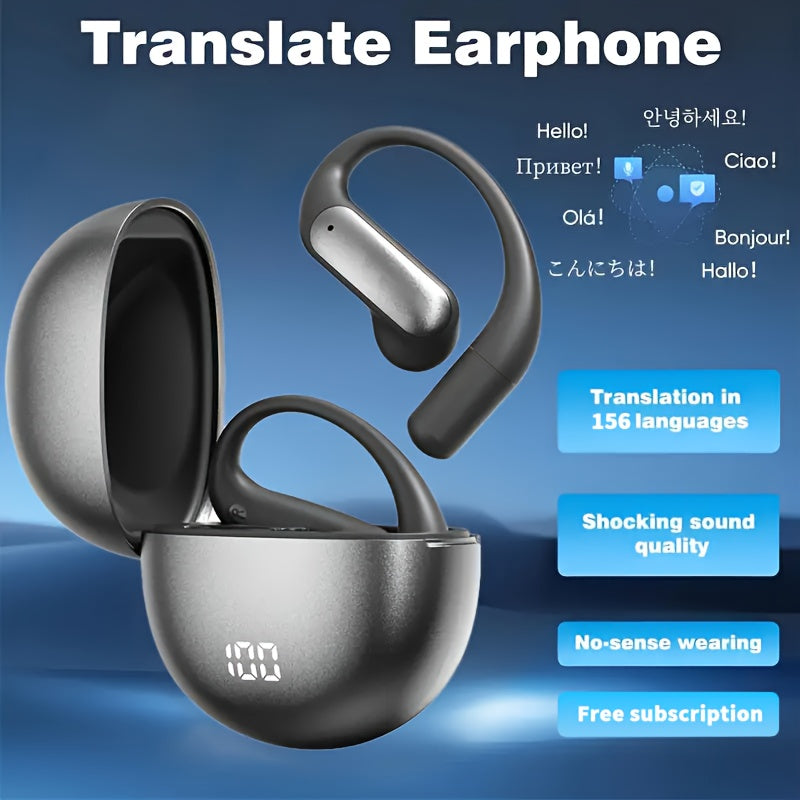 156-Language-Labeled Translation Earbuds with Ear-Hook Design, Bluetooth 5.0 Marking and Five Colors