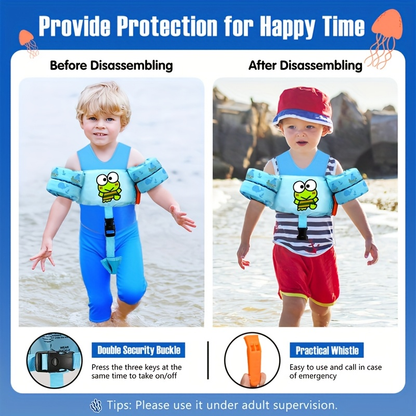 Kids Swim Vest Toddler Swimming Floatie Jacket with Adjustable Straps – Sanrio Keroppi Design, Nylon Material
