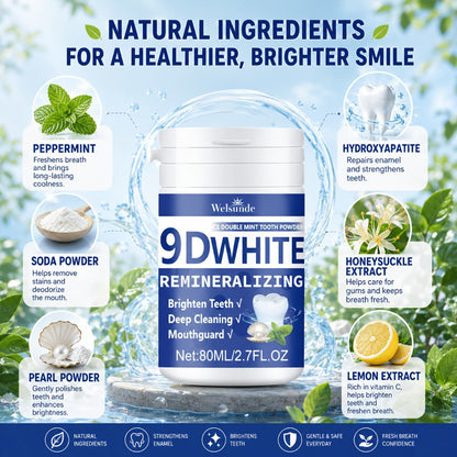 Hydroxyapatite Tooth Powder 2-Pack Remineralizing Fluoride-Free Deep Cleaning Whitening Mint Toothpowder