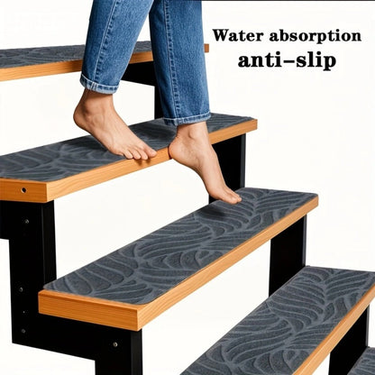Stair Treads 15 Pack, Self-Adhesive Indoor Stair Mats for Wooden Steps, Polyester Carpet Runners