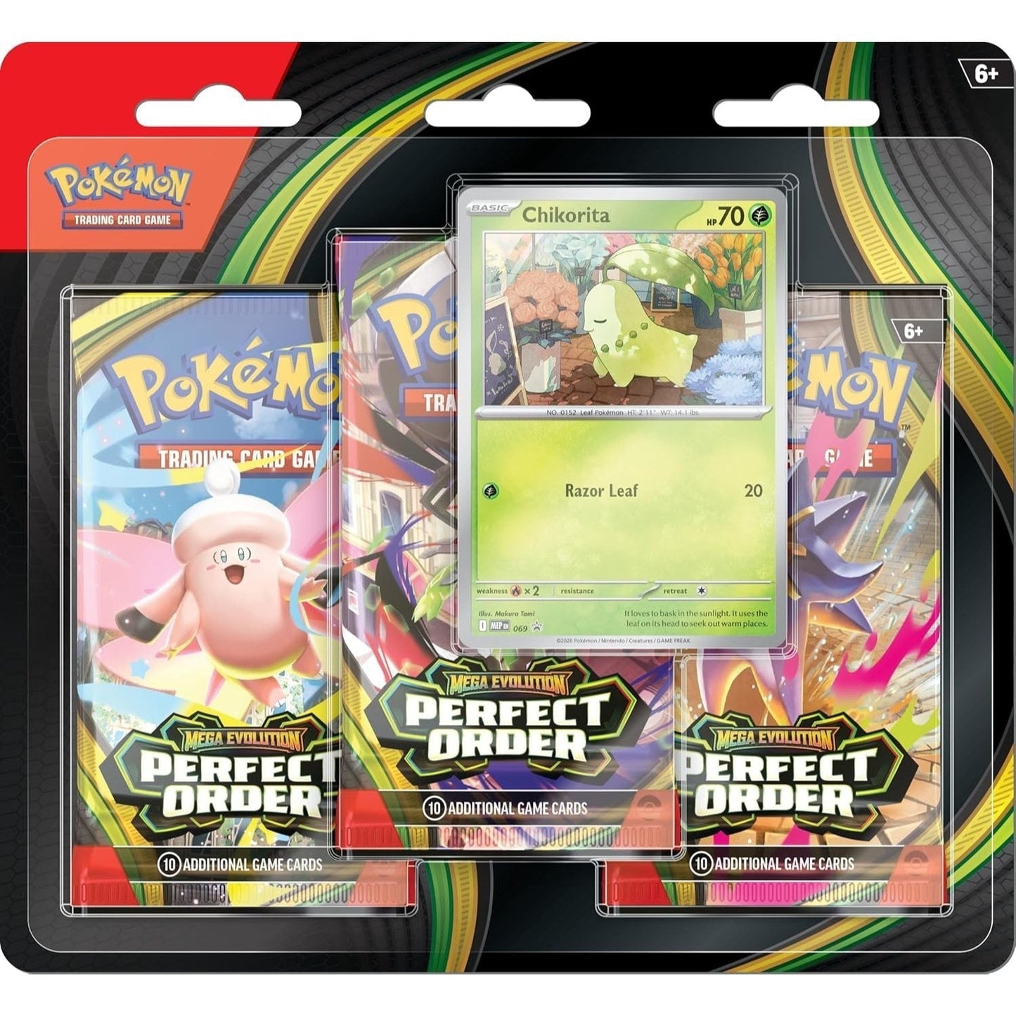 Trading Card Game Perfect Order Three-Booster Pack Blister with Approximately 30 Cards Total