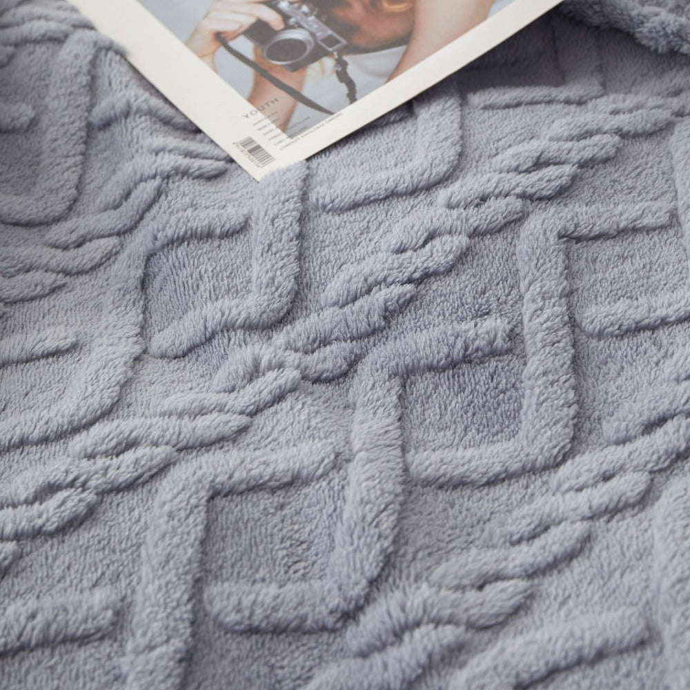 3D Plush Dense Weave Fleece Blanket, Ultra- Throw for Bed, Couch, Travel & Outdoor, Air-Conditioning Friendly