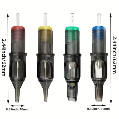 Tattoo Cartridge Needles with Poseidon Label, 50-Piece Long-Taper Round Liner Assorted Pack