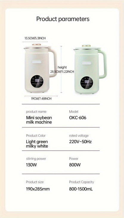 8-in-1 Nut Milk Maker 35oz 8-Blade - Almond Oat Soy Coconut Plant-Based Milk Machine for Entryways, Bedrooms and Living Spaces