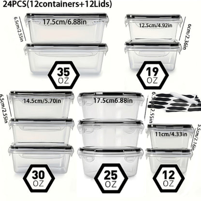 Meal Prep Box Food Storage Organizer with Stackable Lidded Plastic Sets in Three Piece Counts