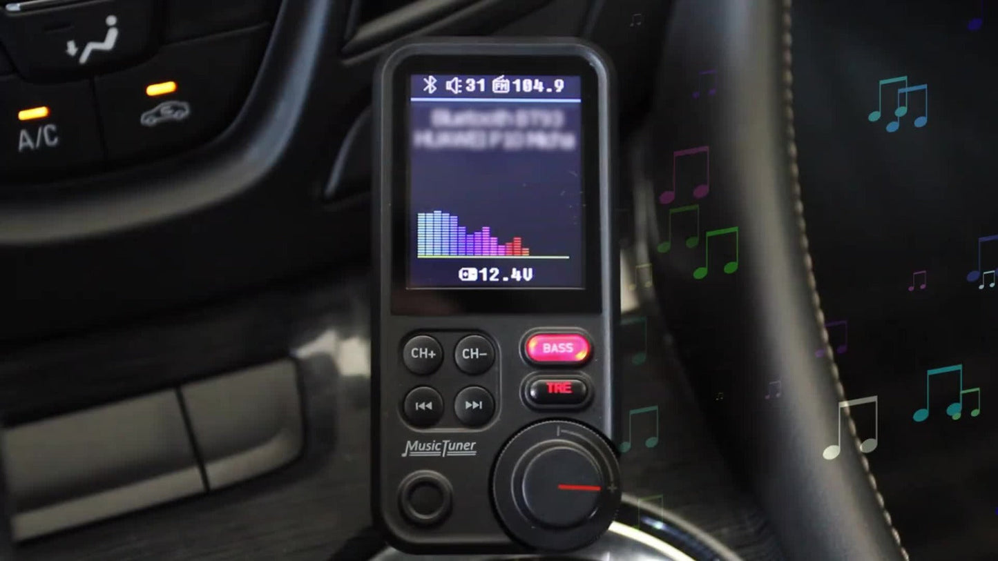 Car FM Bluetooth Transmitter with 1.8" Color Screen – 18W Fast Car Charger, Hands-Free Calls, Music Streaming, FM Modulator