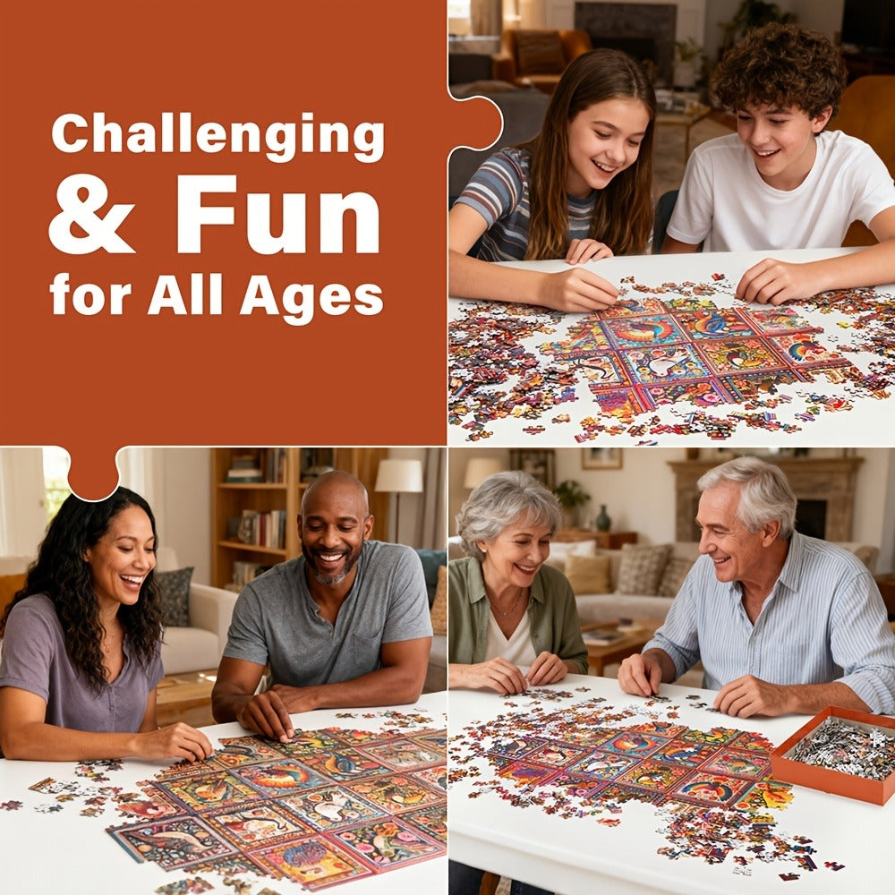1000 Piece Bird Puzzle for Adults Bird Crochet Design – Challenging Animal Jigsaw with Letters on Back, Family Game Night Home Decoration