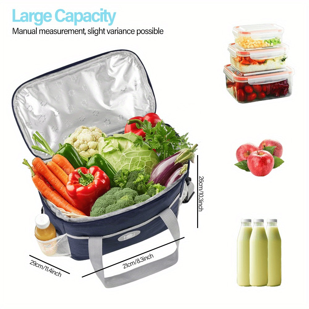 Rectangular Lunch Bag Tote, 29 x 21 x 26cm with Front Pocket, Two Mesh Side Pockets and Four Colors