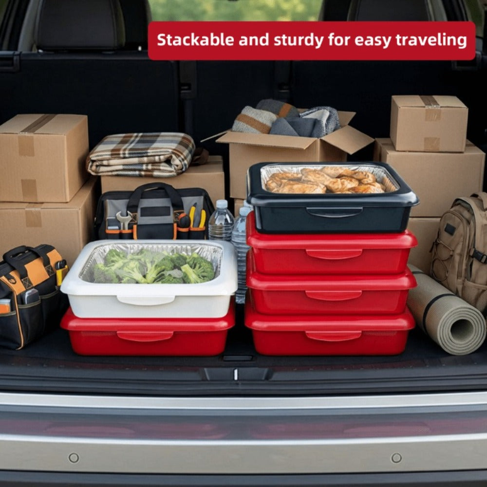 Aluminum Foil Insulated Food Tray Set 2-in-1 Reusable Stand with 2 Disposable Foil Trays for Grilling, Camping and Outdoor Meals