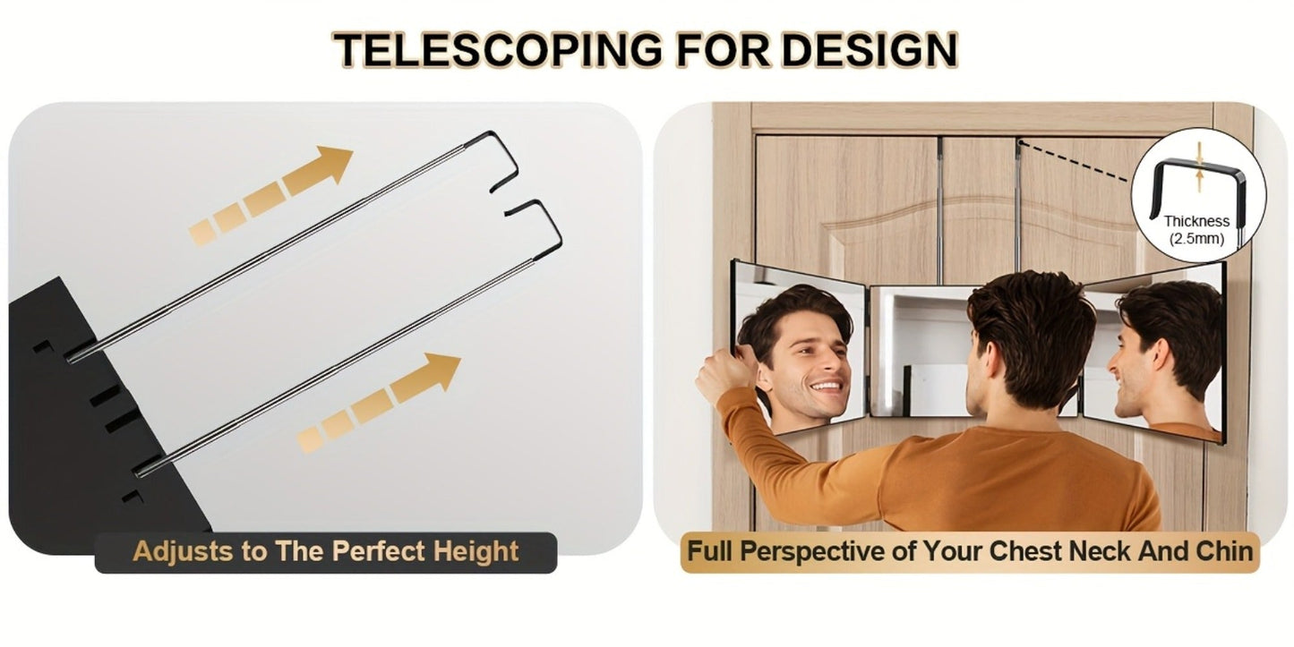 360° LED Self Hair Cutting Mirror, Anti-Fog HD Glass, Touch Dimming LED Light, USB Rechargeable 1500mAh