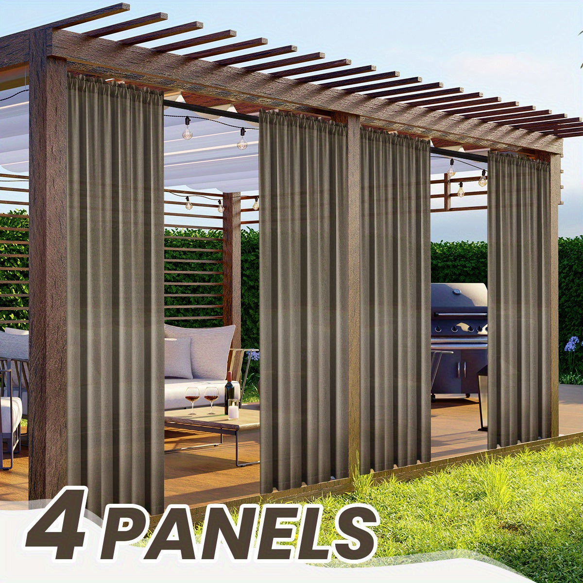 Four-Panel Rod-Pocket Window Curtain Set with Linen-Look Surface, 13 Colors and Seven Length Options