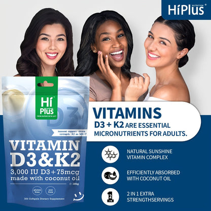 Vitamin D3 K2 MK-7 Supplement 300 Softgels for Bath Time, Home Spa and Personal Care, with the Listed Configuration