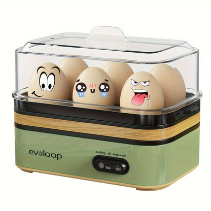 Electric Egg Cooker 6 Egg Rapid Stainless Steel 400W for Hard Boiled Poached Scrambled Eggs for Home Cooking, Dining and Outdoor Meals