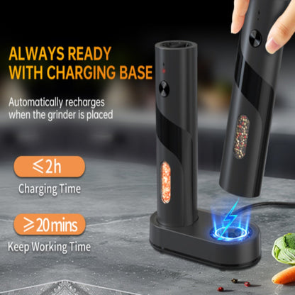 Electric Salt and Pepper Grinder Set with LED Light & Gravity Sensor, USB Rechargeable, Top-Fill
