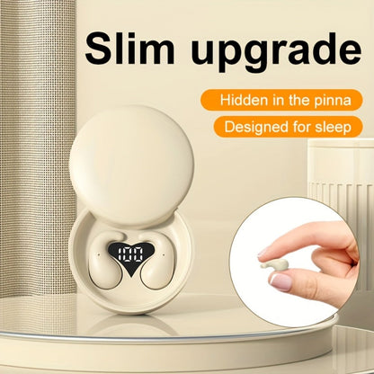 Heart-Shaped Bluetooth 5.4 Sleep Earbuds with Digital Charging Case in Black, White or Khaki