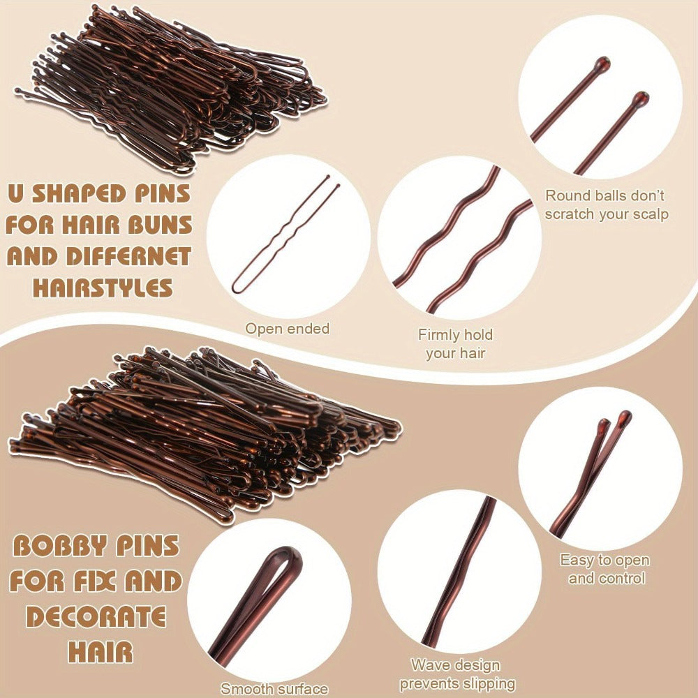 Hair Accessories 163-Piece Styling Set with Hair Ties, Nets, Bobby Pins and Snap Clips in Case